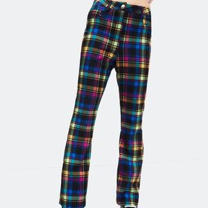 NWT Dolls Kill Delia’s line - Into the Groove Bright Plaid Pants